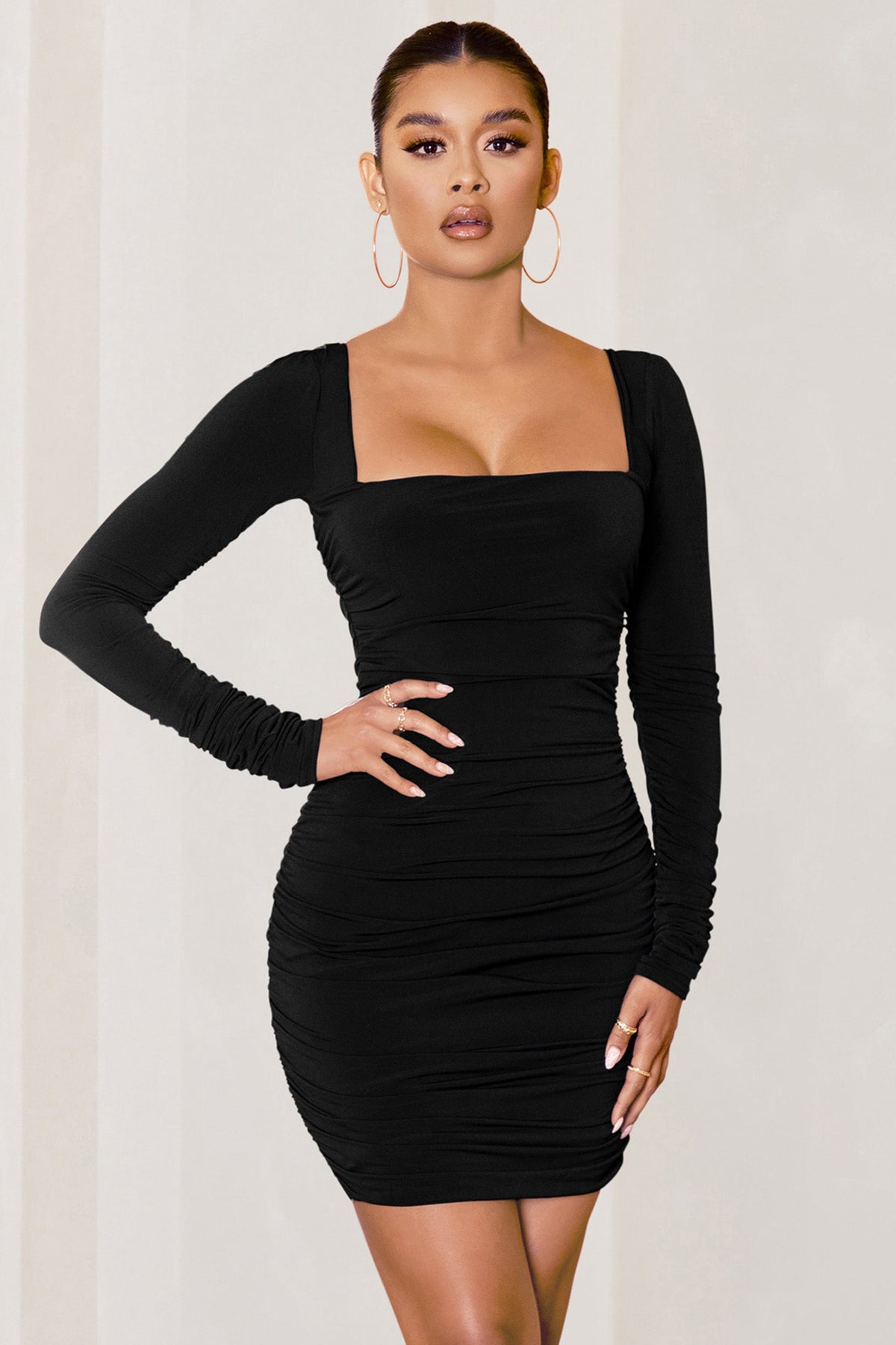 black dress with long sleeves